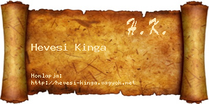 Hevesi Kinga névjegykártya